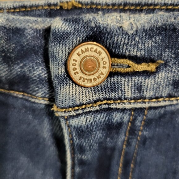 WOMANS KANCAN HIGH RISE DISTRESSED JEAN CAPRIS SZ 32 - Picture 3 of 10